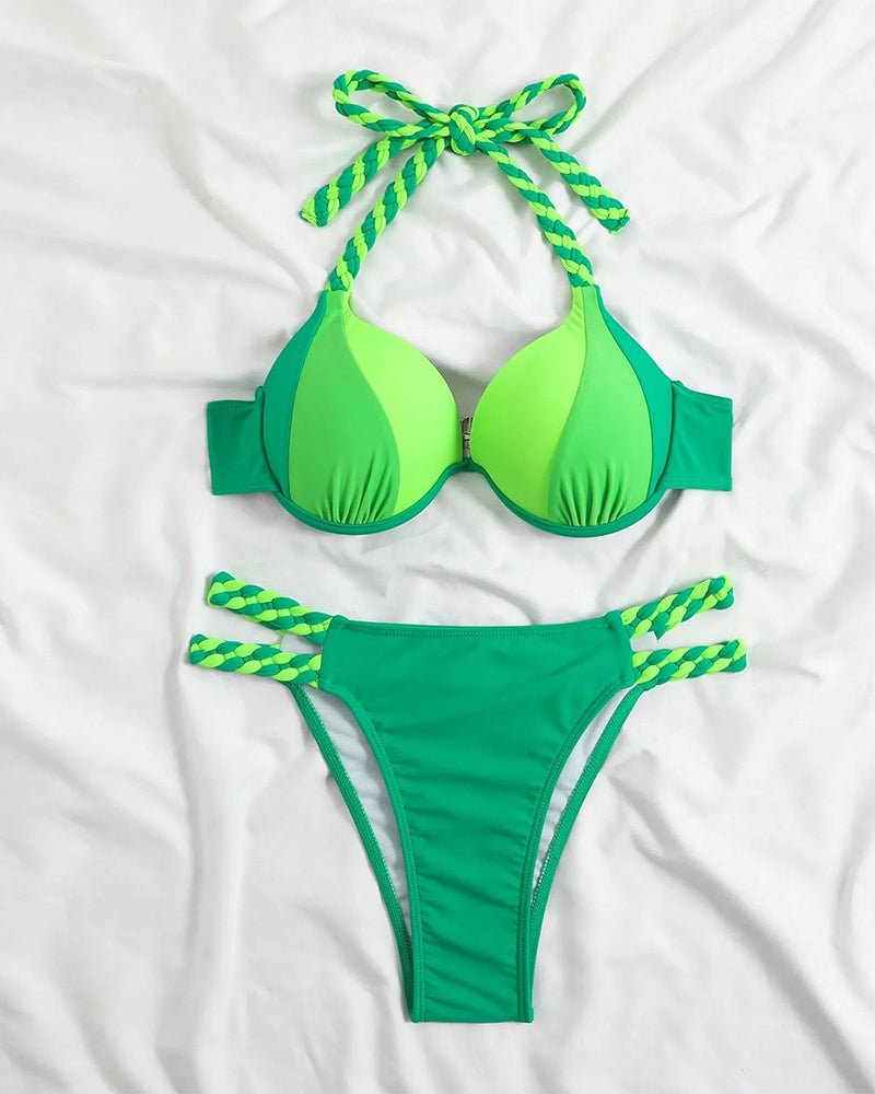 Malia - Halterneck - Bikini - Set - Grün - S - 