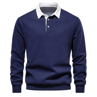 Marvin - Langärmeliges Poloshirt - Blau - S - 