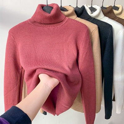 Meg - Bequemer warmer Rollkragenpullover für den Winter - Rosa - S - 