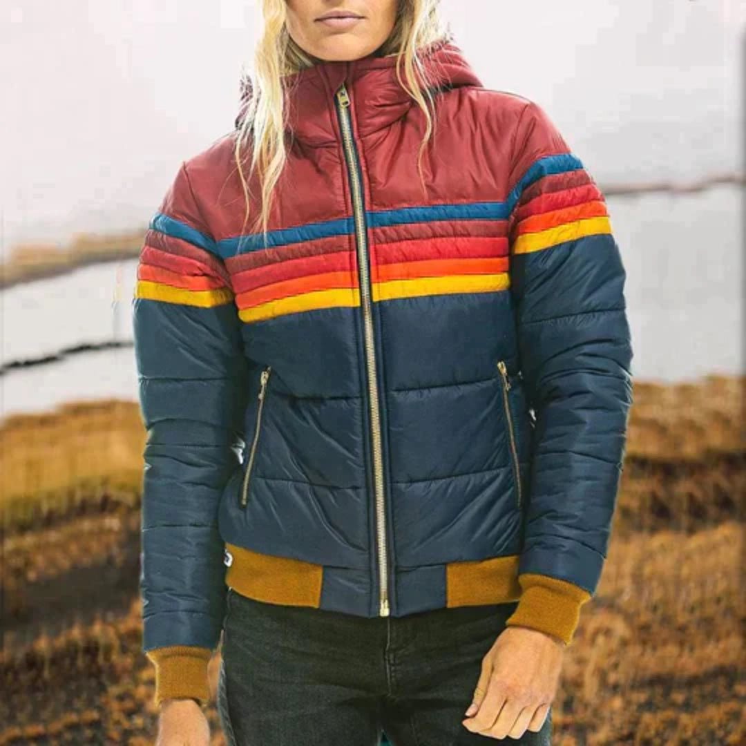 Mia – Colorblock Daunenjacke — Gefütterte Winterjacke mit hohem Kragen - Jacken - Temala