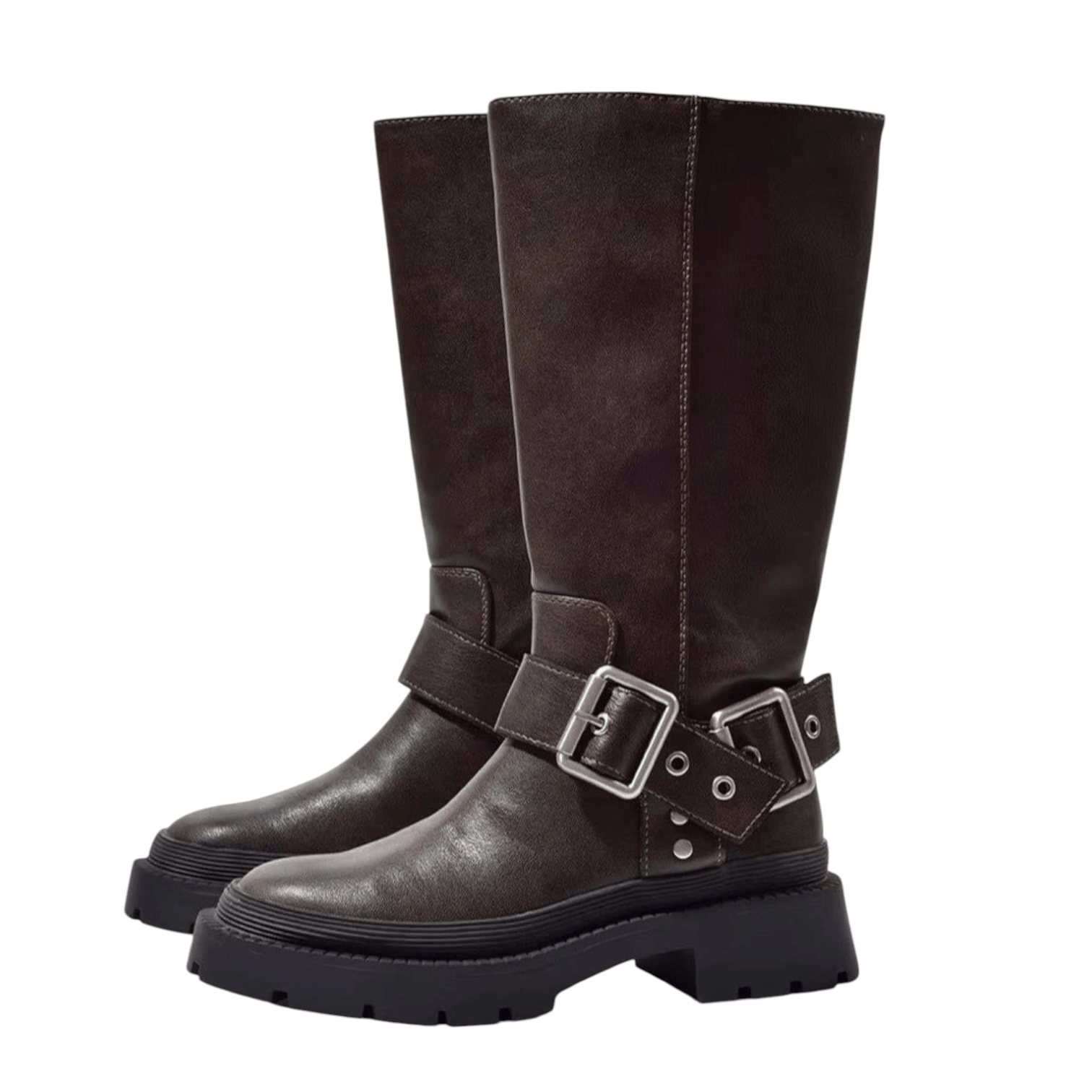 Mia – Lederstiefel mit Schnallen und Profilsohle - Stiefel - Temala