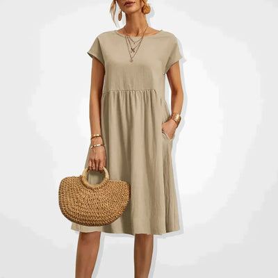 Mila | Ibiza Damen Kleid - Beige - S - 