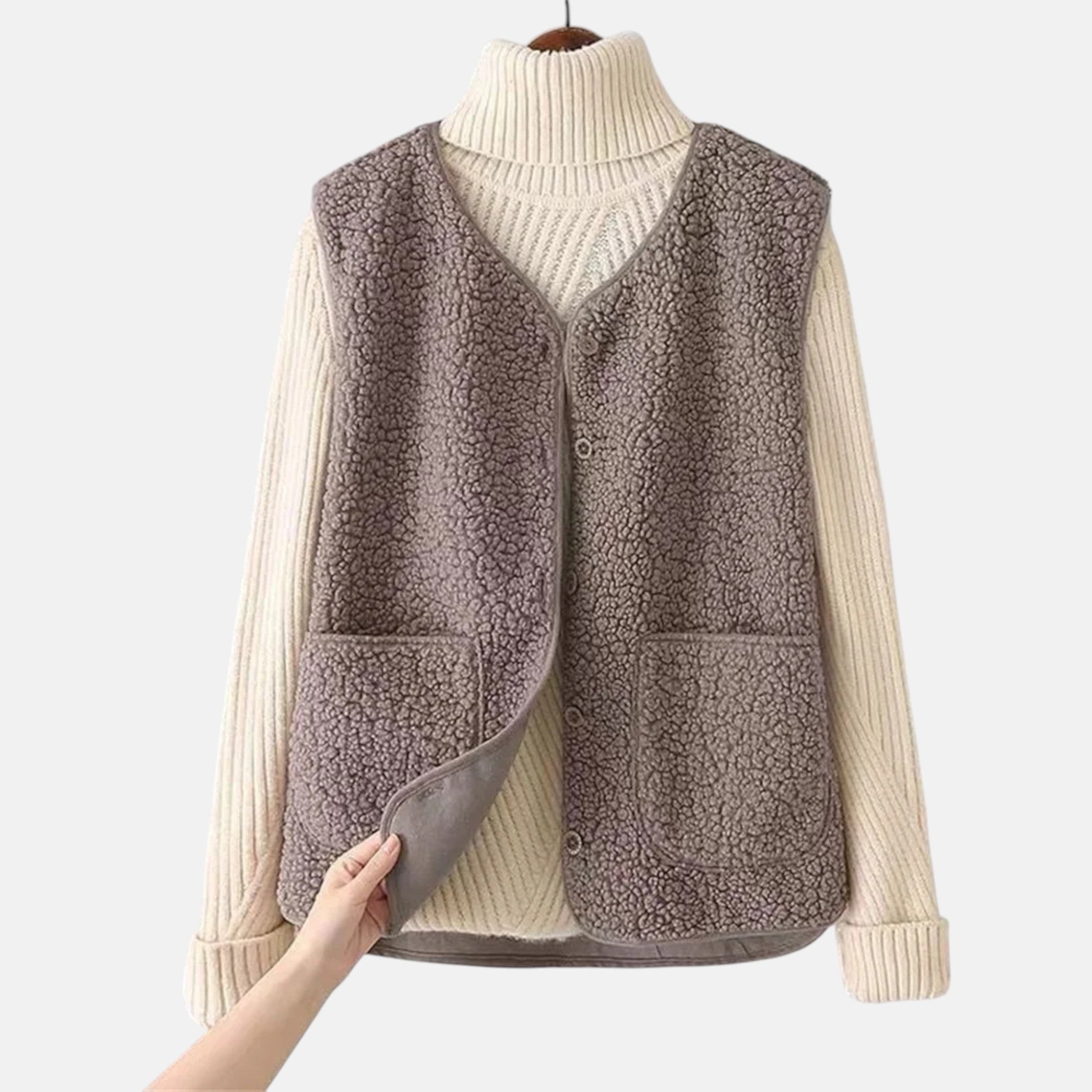 Mira – Damen Wolle Weste mit Knopfleiste und Taschen - Westen - Temala