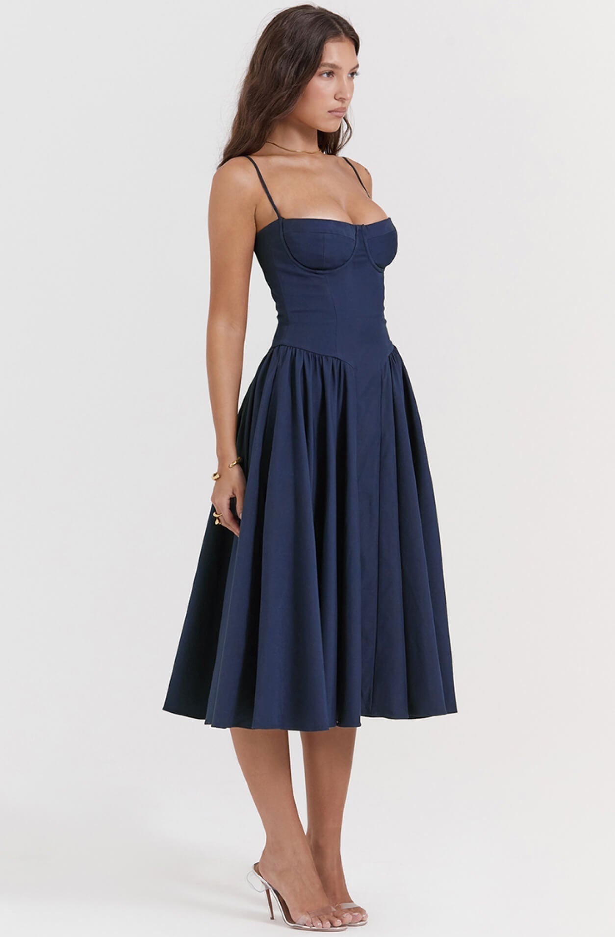 Mirabelle - Elegantes Midi - Kleid - Dunkelblau - XS - 