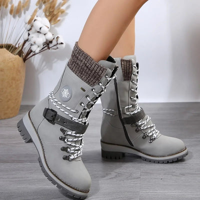 Molly - Halbhohe Winterstiefel für Frauen - Grau - 36 - 