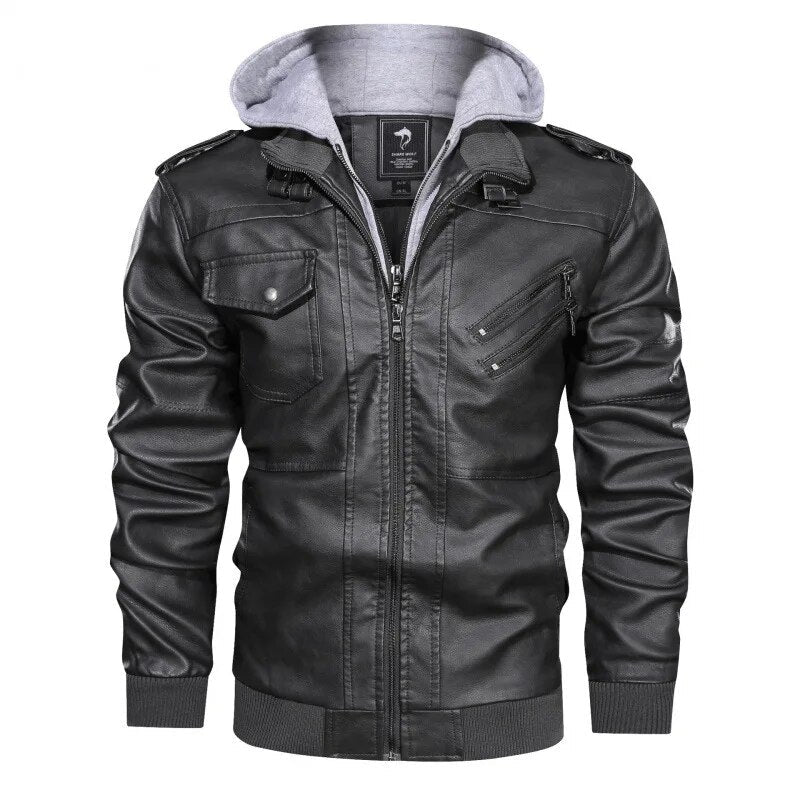 Moto Knight 2.0 - Herren Kapuzenmotorrad - Lederjacken - Braun - S - 