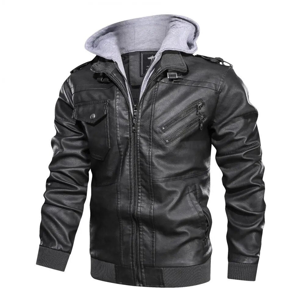 Moto Knight 2.0 - Herren Kapuzenmotorrad - Lederjacken - Braun - S - 