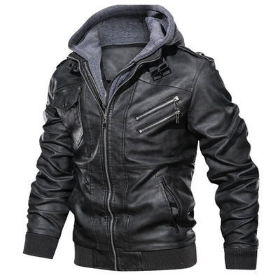 Moto Knight 2.0 - Herren Kapuzenmotorrad - Lederjacken - Braun - S - 