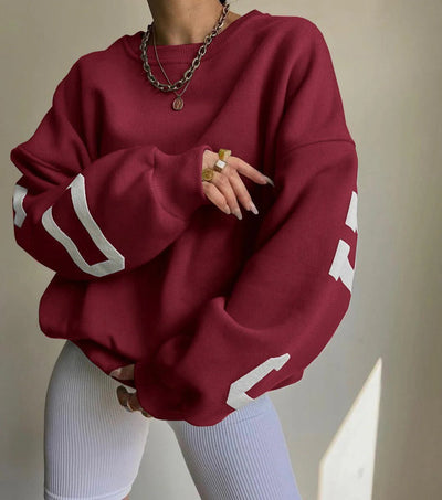 Olea - Gemütlicher Oversized Pullover - Rot - S - 