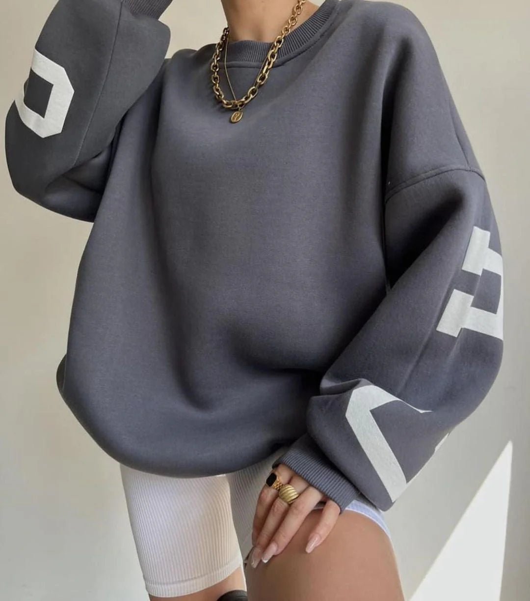 Olea - Gemütlicher Oversized Pullover - Grau - S - 