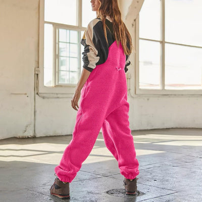 Olivie - Verstellbare Fleece Cord - Jumpsuit - Rosa - S - 