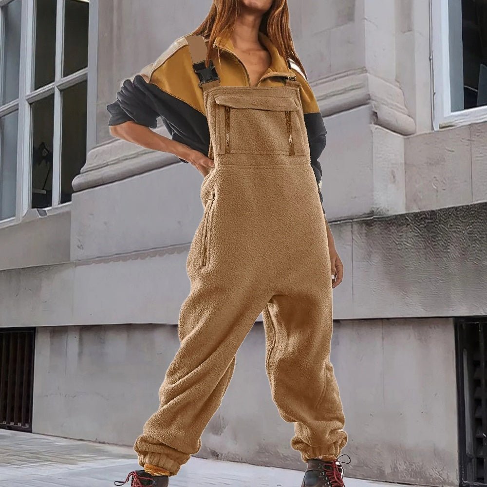 Olivie - Verstellbare Fleece Cord - Jumpsuit - Khaki - S - 