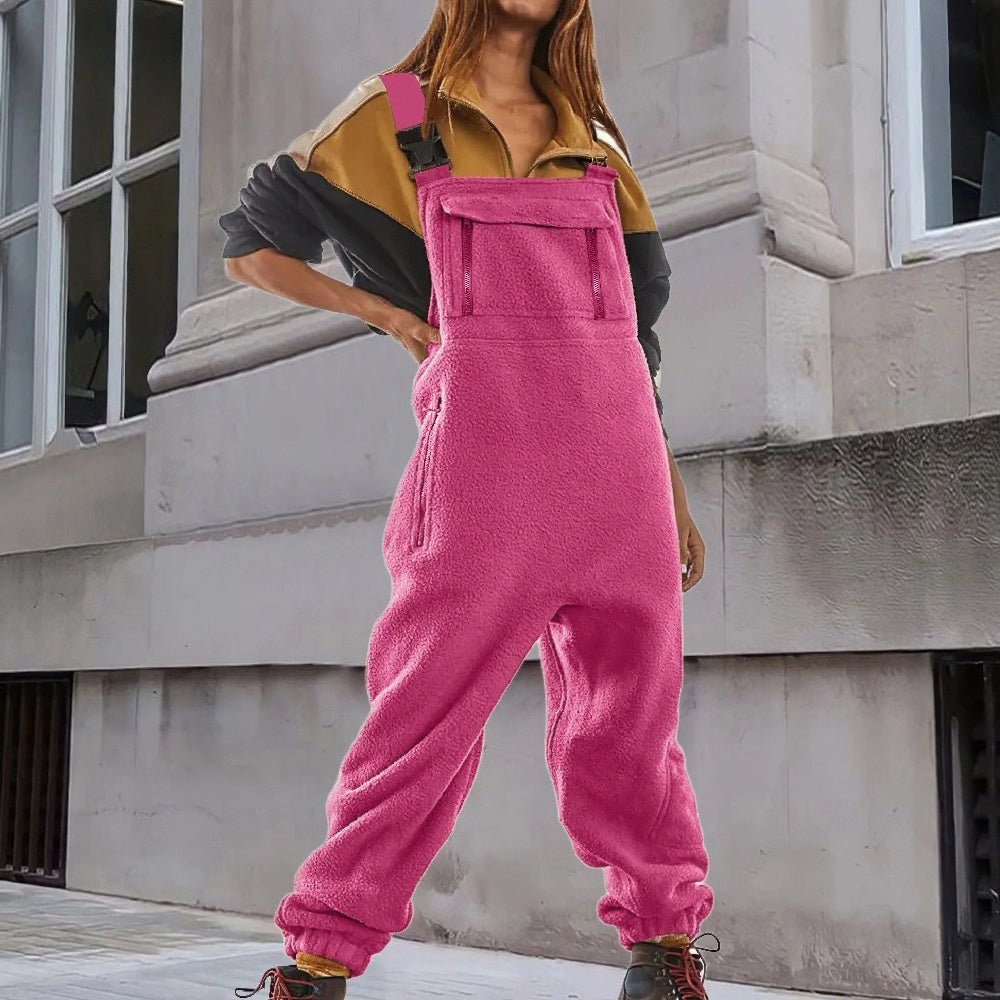 Olivie - Verstellbare Fleece Cord - Jumpsuit - Rosa - S - 