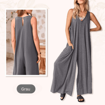 Rhea - Klassischer V - Ausschnitt - Jumpsuit - Grau - S - 