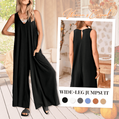 Rhea - Klassischer V - Ausschnitt - Jumpsuit - Schwarz - S - 