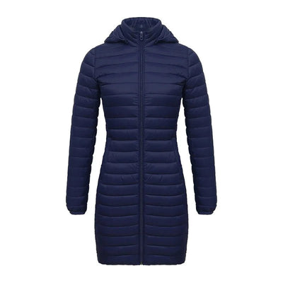 Rosi - Kuschelige lange Parka Jacke - Marineblau - S - 