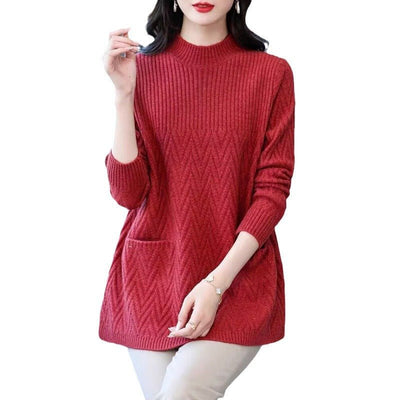 Ruth - Pullover mit mittellangem Rollkragenpullover für Frauen - Rot - 