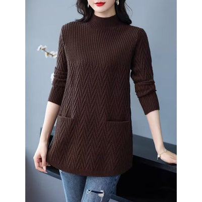 Ruth - Pullover mit mittellangem Rollkragenpullover für Frauen - Curry - 