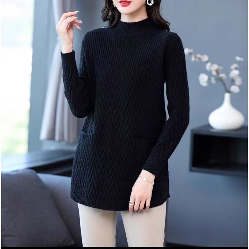 Ruth - Pullover mit mittellangem Rollkragenpullover für Frauen - Schwarz - 