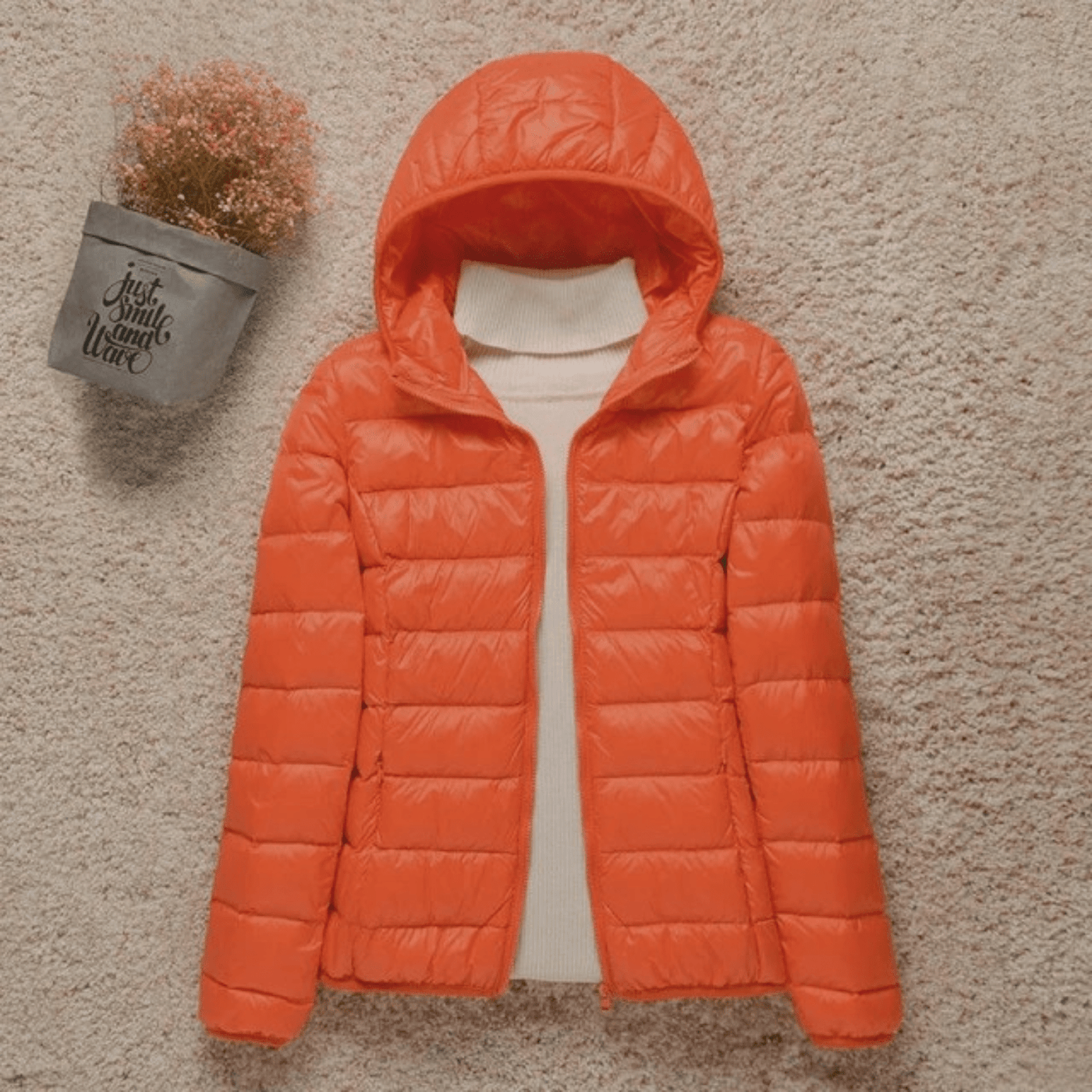 Sarah - Gewattete Jacke mit Kapuze - Orange - S - 