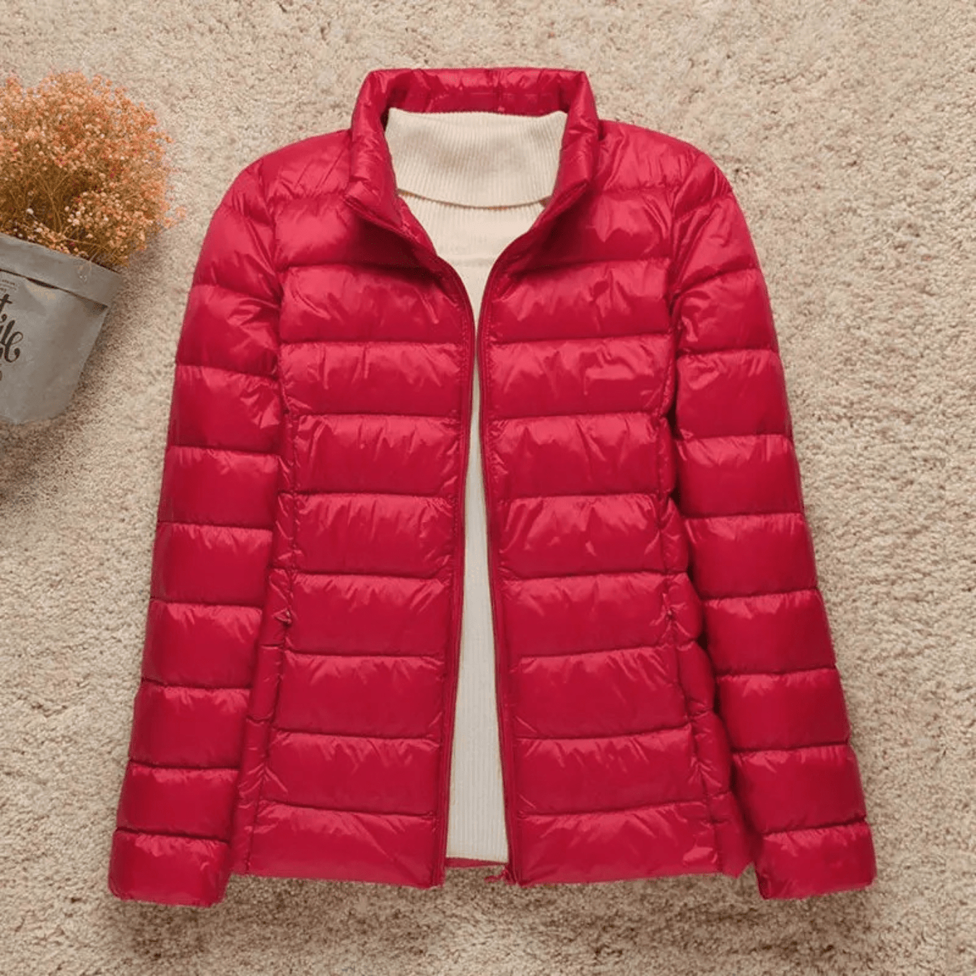 Sarah - Gewattete Jacke mit Kapuze - Rot - S - 