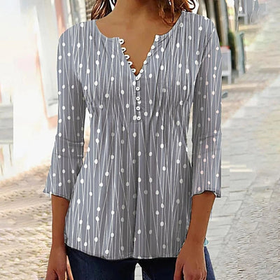 Selina Blouse | Elegante Bluse mit V - Ausschnitt - Grau - S - 