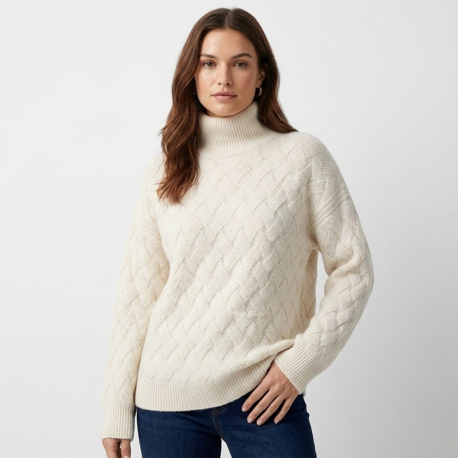 Sena – Damen Wolle Pullover mit Zopfmuster - Pullover - Temala