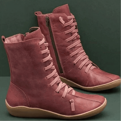 SoftStep 2.0 - Stiefel mit mittlerer Wade aus Leder - Rot - Rosa - 35 - 