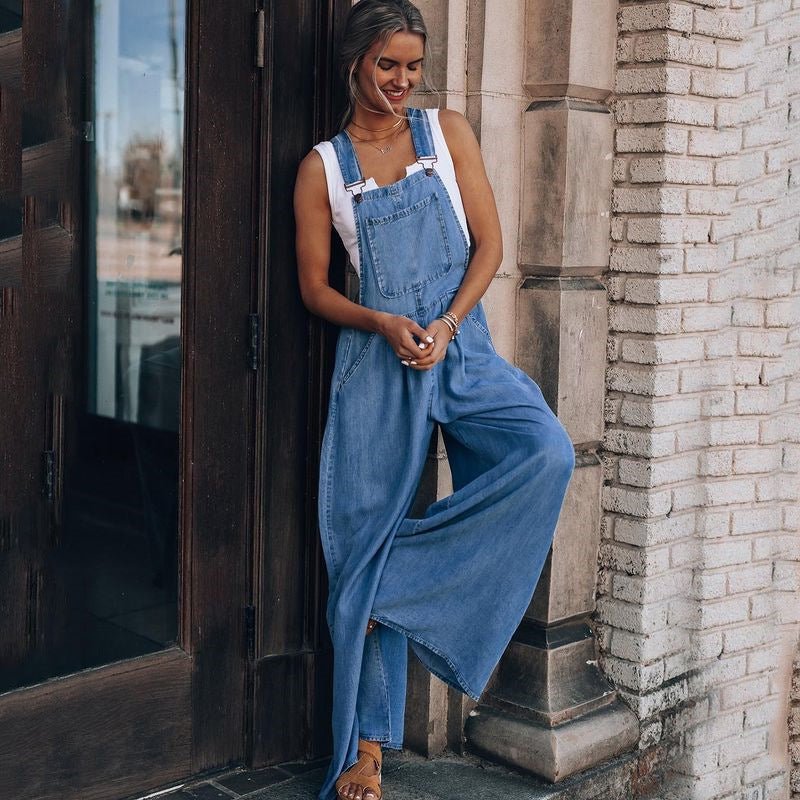 Solenn - Denim Jumpsuit - Dunkelblau - S - 