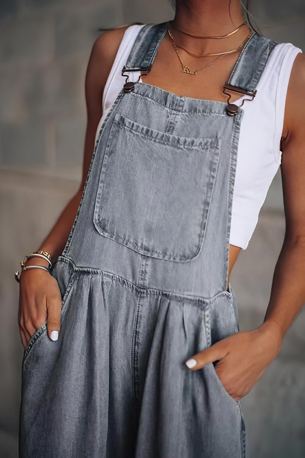 Solenn - Denim Jumpsuit - Grau - S - 