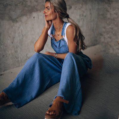 Solenn - Denim Jumpsuit - Dunkelblau - S - 