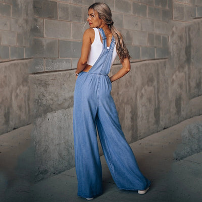 Solenn - Denim Jumpsuit - Dunkelblau - S - 