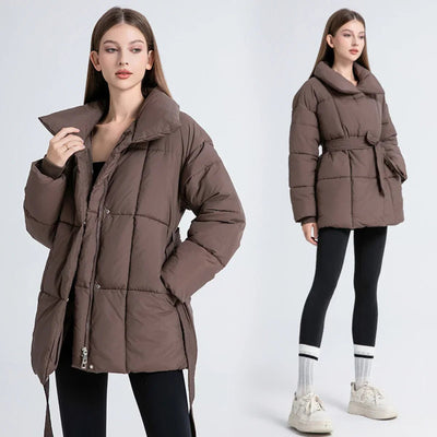 Sophie - Schicker Wintermantel mit Gürtel - Weiß - XS - 