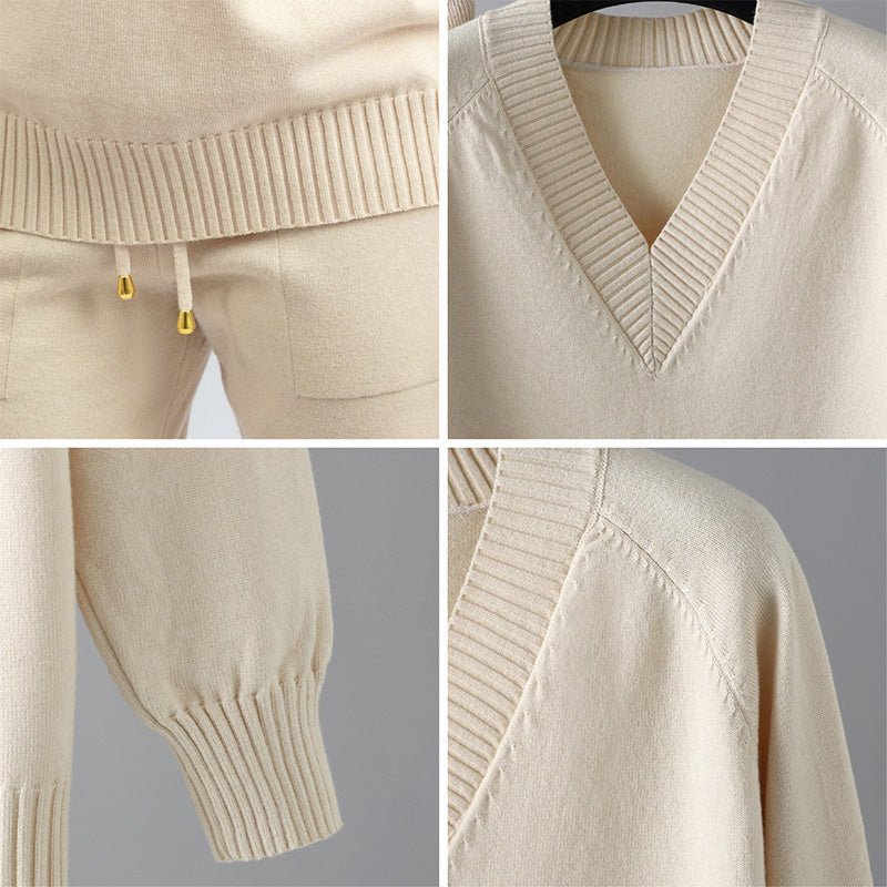 Sophie – Weiches Strick - Set mit V - Ausschnitt - Zweiteilige Sets - Temala