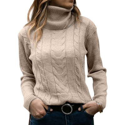 Stella - Langärmeliger Rollkragenpullover - Beige - S - 