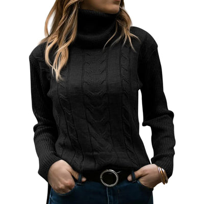 Stella - Langärmeliger Rollkragenpullover - Schwarz - S - 