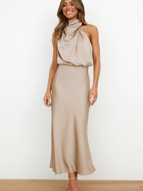 Stella - Stilvolles Cocktailkleid - Khaki - S - 