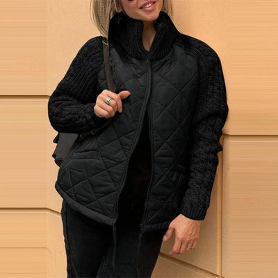 Stella - Strick Patchwork Puffy Jacke - Schwarz - S - 