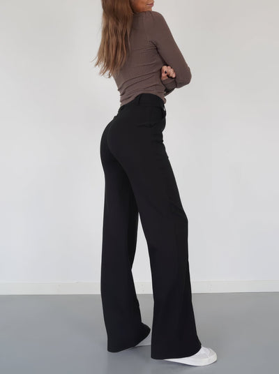 Talia - Elegante Hose mit hoher Taille und weitem Bein - Schwarz - XS - 