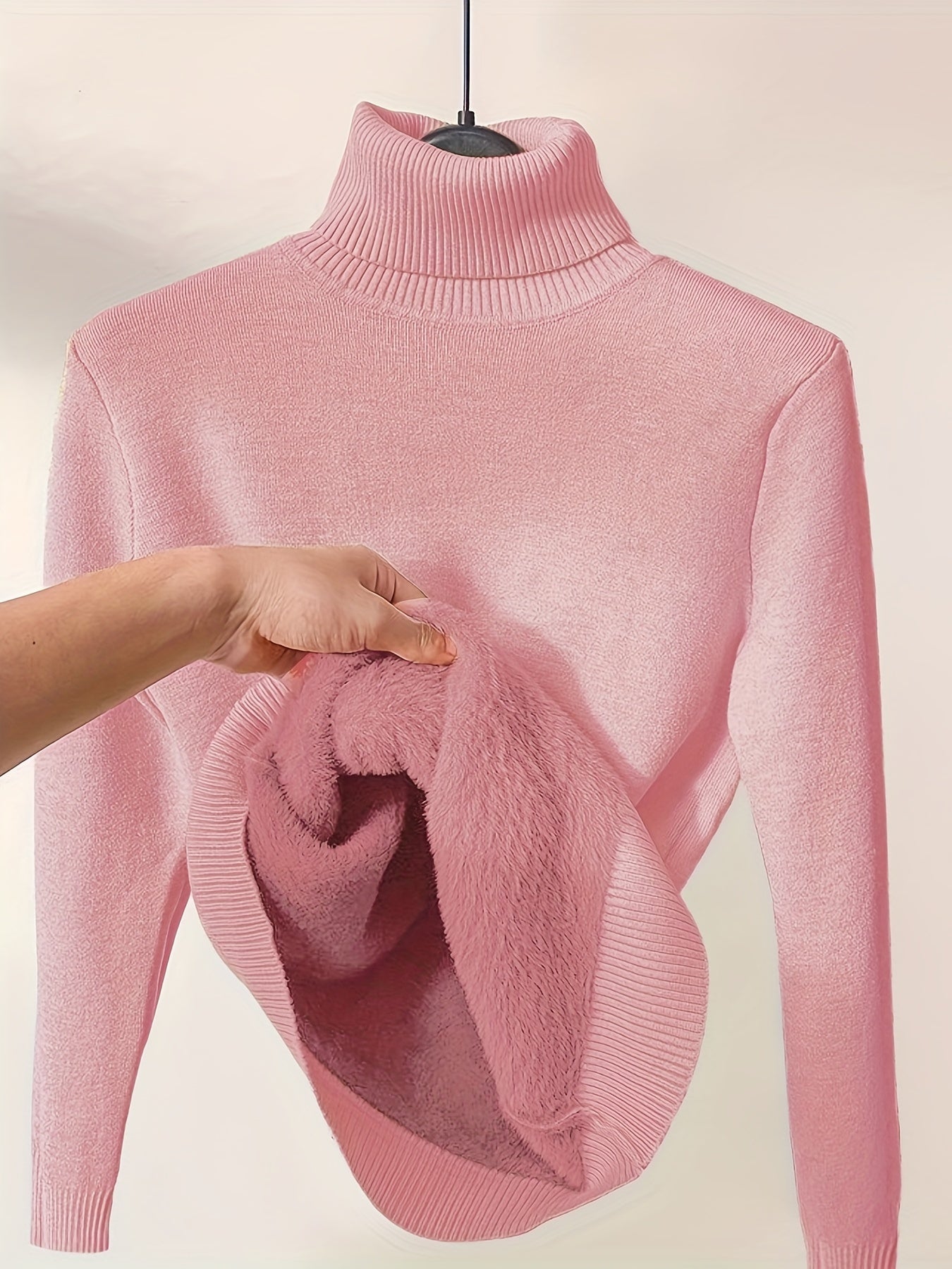 Tanja - Weicher Pullover mit Fleece - Futter - Rosa - XS - 