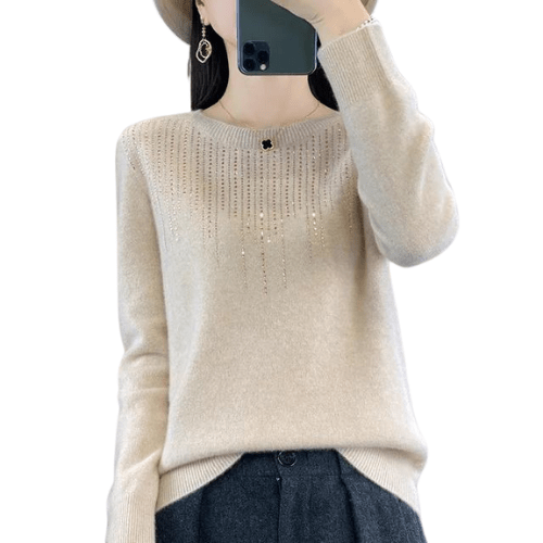 Tessa - Eleganter warmer Pullover - Aprikose - M - 