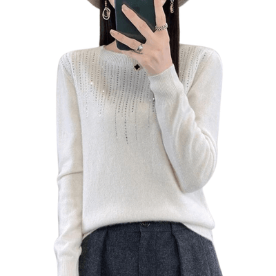 Tessa - Eleganter warmer Pullover - Weiß - M - 