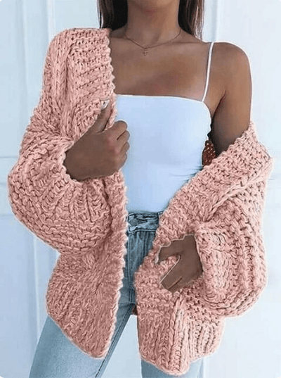 Thea - Gestrickte Strickjacke - Rosa - S - 