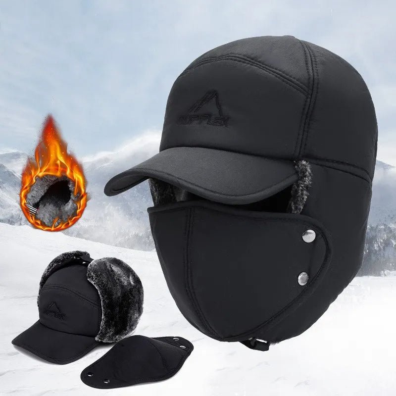 ThermoCap - 3 in 1 Thermo - Wintermütze für Männer - Schwarz - 