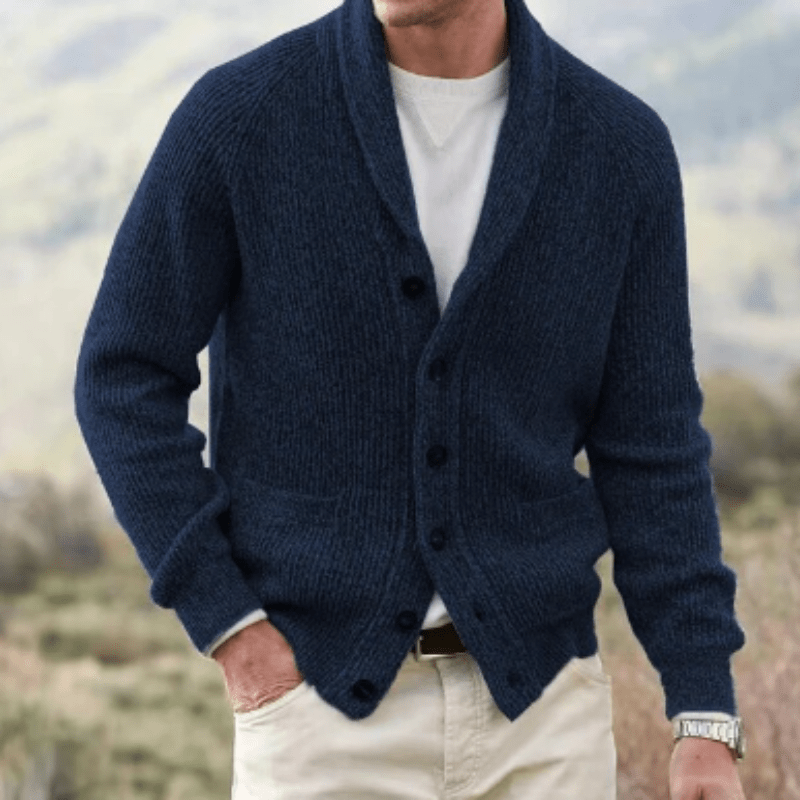 Trevor - Vintage Strickjacke für Männer - Marineblau - S - 