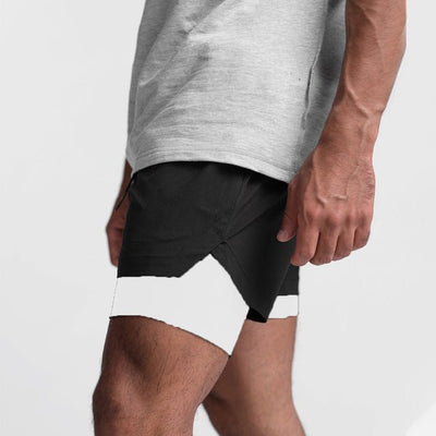 Tyler - Bequeme Fitness Shorts - Schwarz Weißes Futter - S - 