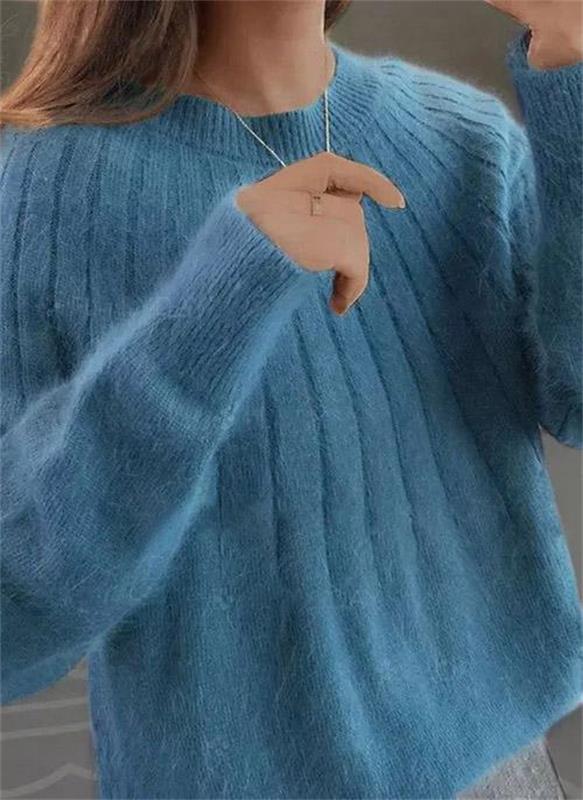 Vanessa - Farbiger Strickpullover - Marineblau - 