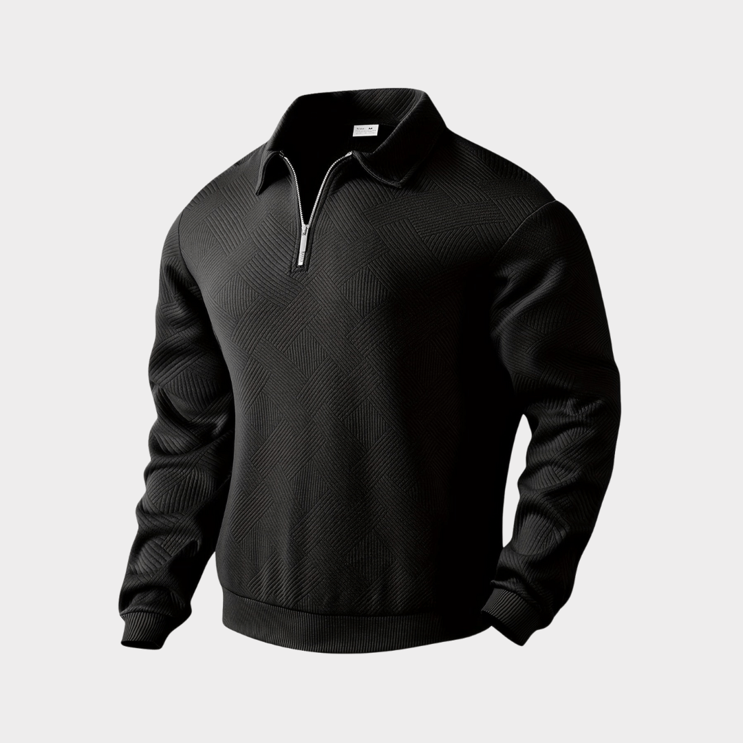 Verner - Premium Pullover mit Viertelreißverschluss - Schwarz - S - 