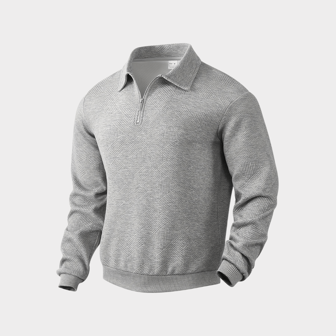 Verner - Premium Pullover mit Viertelreißverschluss - Grau - S - 