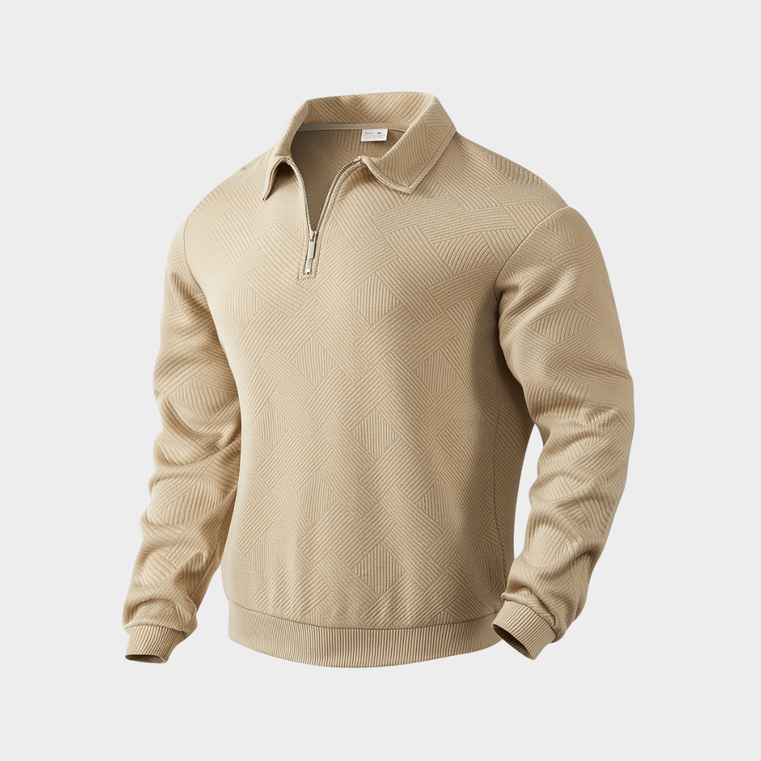 Verner - Premium Pullover mit Viertelreißverschluss - Khaki - S - 